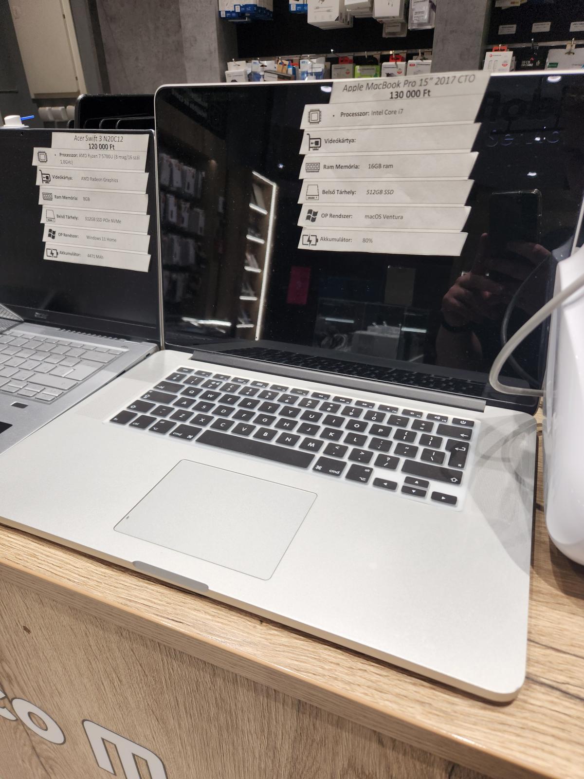 Macbook Pro 15" Retina Wi-Fi 512 GB, 12 hó garancia