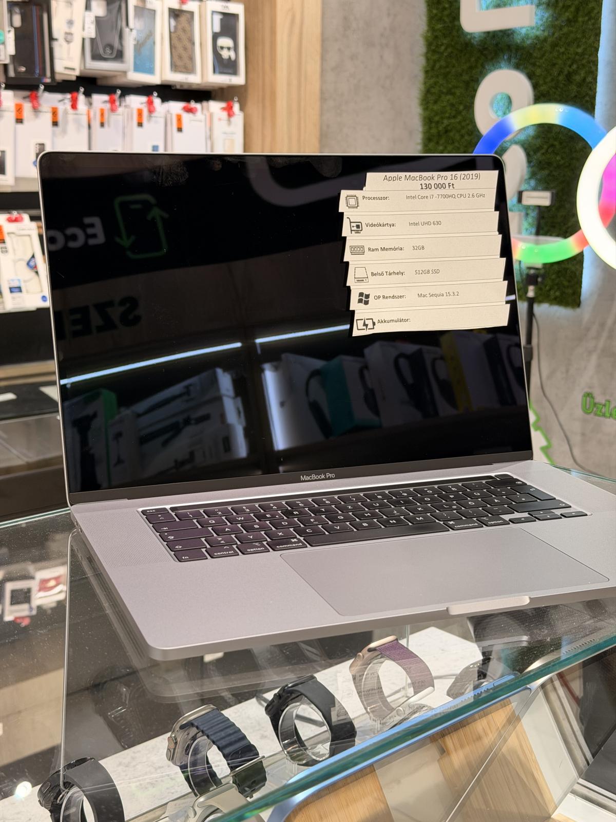 Apple MacBook Pro 2019 16" Wi-Fi 512 GB 32 GB Ram, 12 hó garancia