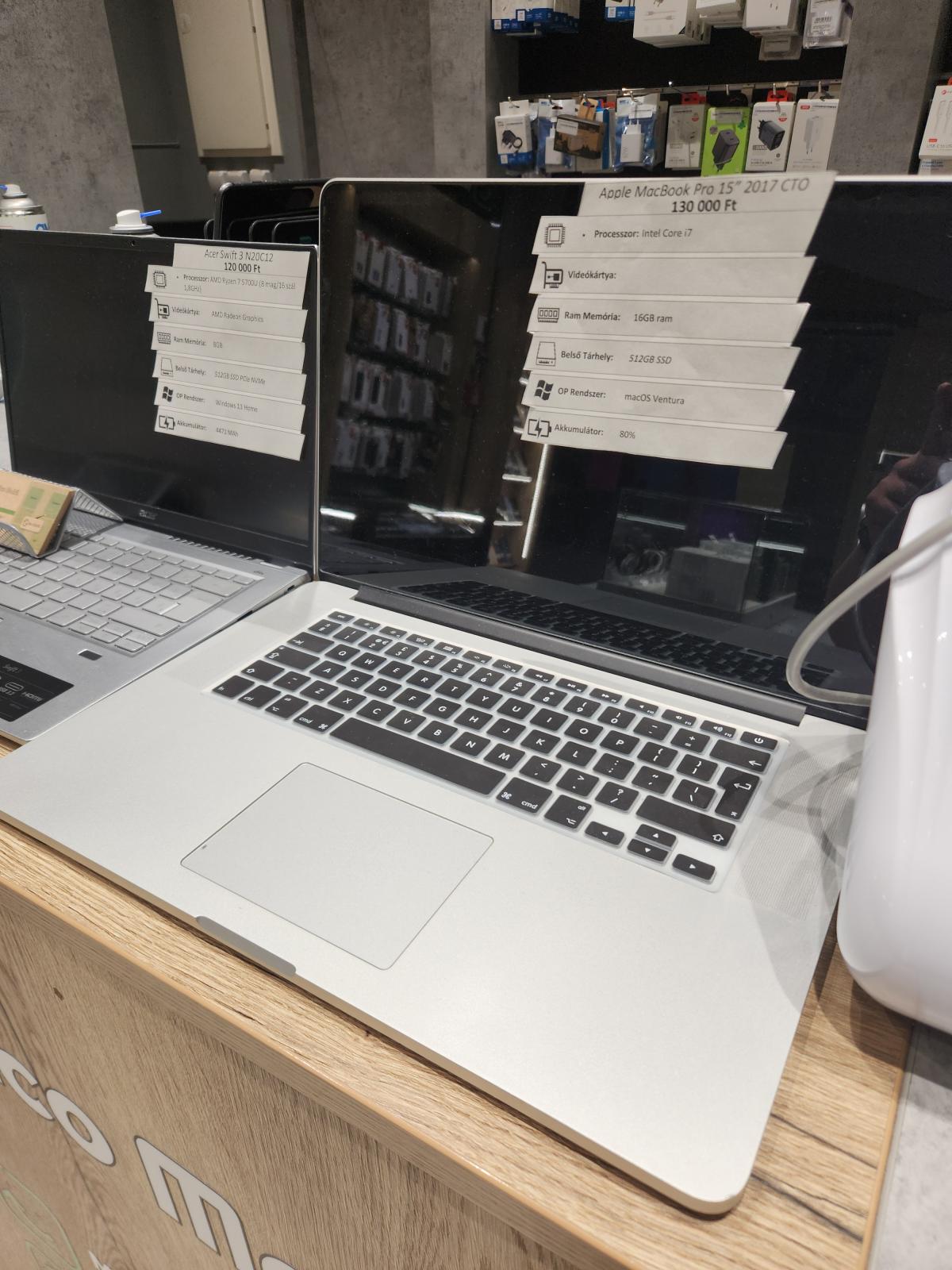 Macbook Pro 15" Retina Wi-Fi 512 GB, 12 hó garancia